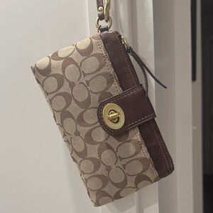 Coach Signature Canvas & Leather Clutch